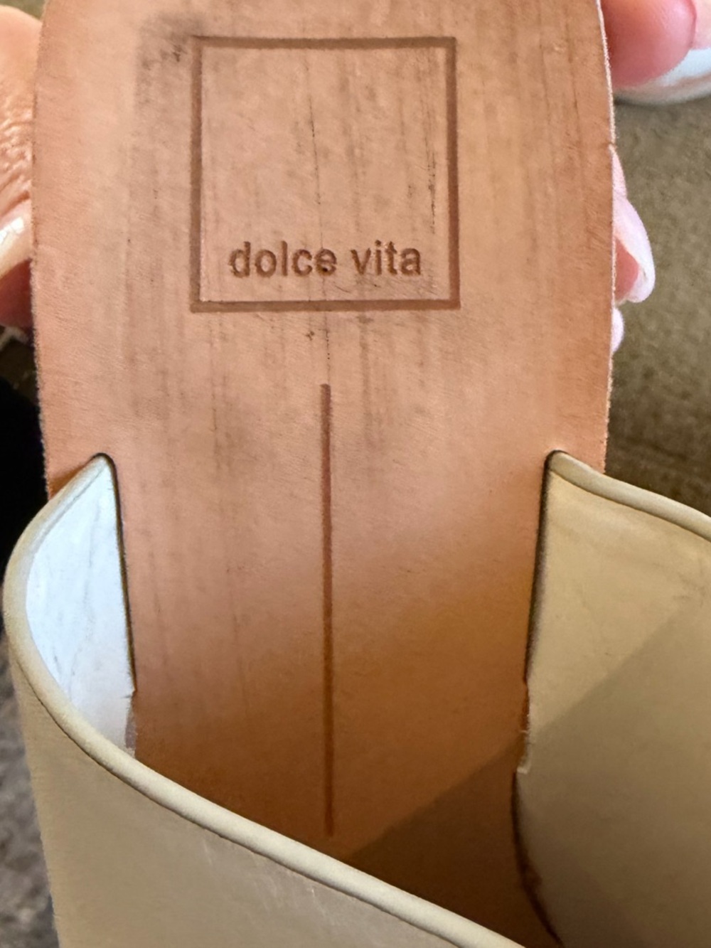 Dolce Vita Amber Heeled Sandal - Cream w Blue Striped Ribbon - Size 10 - EUC - Picture 6 of 7